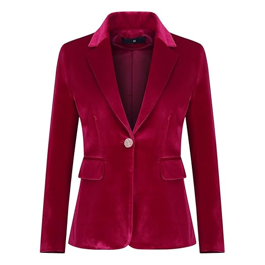 Buy Women's Velvet 1 Button Blazer Jacket Office Work Suit Jacket Party