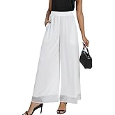 Fakanhui Women's Chiffon Wide Leg Palazzo Pants High Elastic Waist Casual Flowy Business Trousers