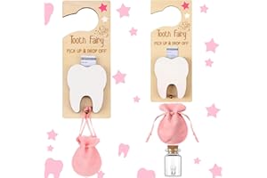 FLHRSM Tooth Fairy Door Hanger 3 Pcs, Tooth Fairy Teeth Holder, Tooth Fairy Gifts for Girls Boys, First Milk Teeth Loss Gift Box, Encourage Present Keepsake Tins for Kids Teen
