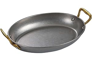 Hgjgwqh Oval Spanish Paella Pan, 304 Stainless Steel Skillet Pan with Dual Handles, Non-Stick Dinner Server Pan Seafood Paell