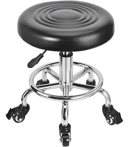Kruk op Wielen Ronde Hydraulische Verstelbare Rolling Salon Stoel Kruk 360° Draaibare Salon Kruk Met Wielen (Kleur: Beige) Hello