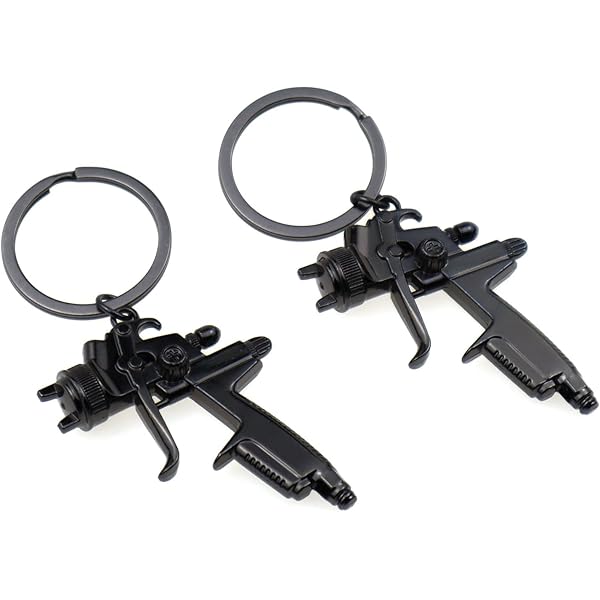 Acxico 2Pcs Spray Paint Water Gun Keychain Key Ring Unisex