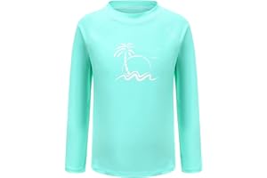 MOON TREE Kids Swim Shirt Boys Long Sleeve Rash Guard Shirts UPF 50+/Sun Protetion Swimsuits