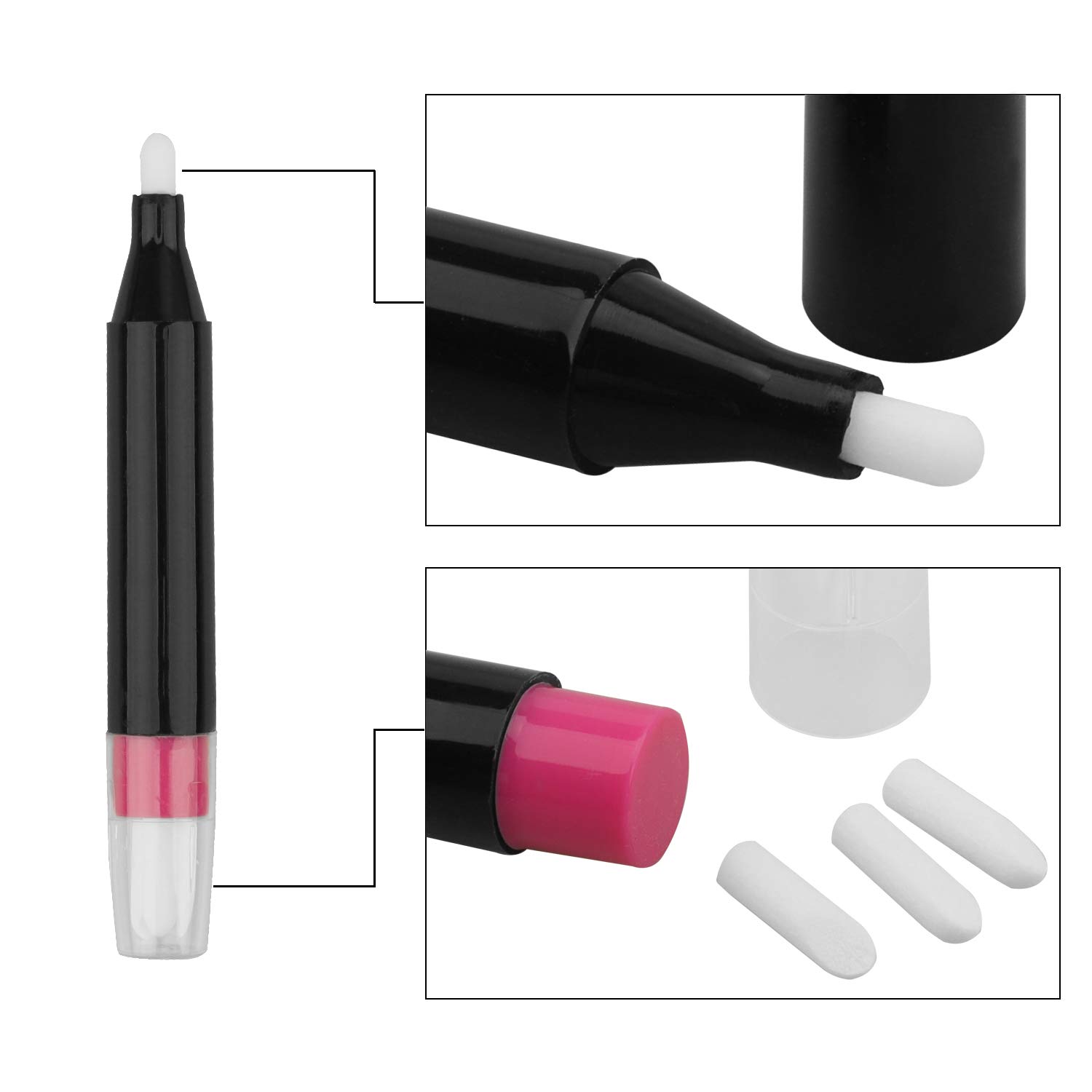 Coobbar 3pcs Nail Polish Corrector Removal Pen With 3pcs Replacement Tips Nail Art Polish Cleanser Remover : Beauty