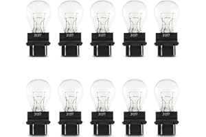 jokormo 10 PCS Car Instrument Light Bulb, 3157 Brake Light Bulb, 12V 21/5W Universal Automobile Lighting Accessories, for Most Cars, Trucks and Vans (White)