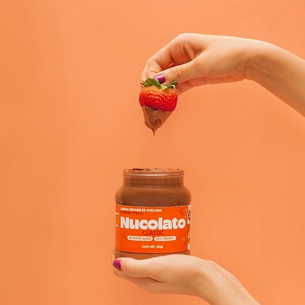 NUCOLATO HAZELNUT SPREAD | HEALTHY SNACKS, PROTEIN SNACKS & GLUTEN FREE KETO, SUGAR FREE BREAKFAST, HEALTHY KETO FOOD GOURMET SPREAD IDEAL FOR FRUIT & DESSERTS