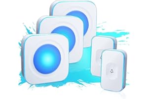 Wireless Doorbells for Home Hearing Impaired Doorbell 2 Buttons & 3 Receivers Flashing Light Wireless Doorbell for Office Classroom Bedroom 1200Ft 36 Ringtones 4 Volume JSIEEM(White)