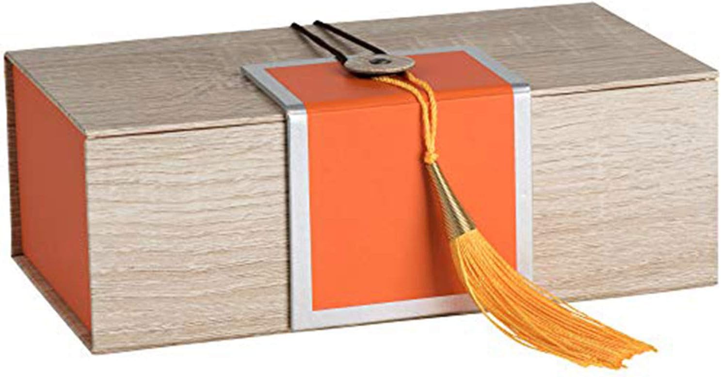 Hammont Gift Boxes with Tassel – Elegant Gift Boxes for Weddings, Graduations, Birthdays & Keepsakes – 4-Pack (7" x 4" x 2.5") (Orange)