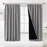 BellaHills 100% Blackout Curtains 66x72 Pencil Pleat 2 Panels Dove Grey