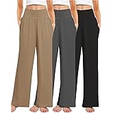 Kivdol 3PACK Women's Casual Loose Wide Leg Cozy Pants Yoga High Waisted Sweatpants Comfy Lounge Pants with Pants with Pockets