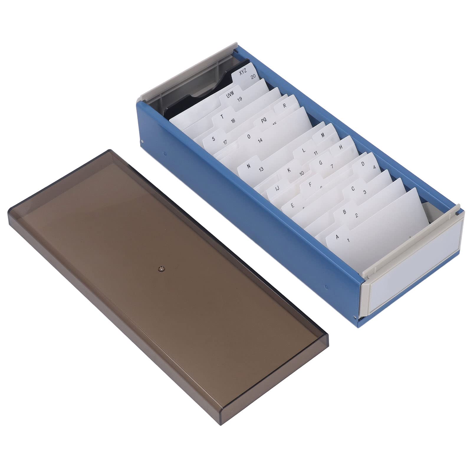 Qcwwy Business Card Holder, A To Z Index Extendable Business Card Box with Clear Cover Storage up to 800 Cards(Blue)