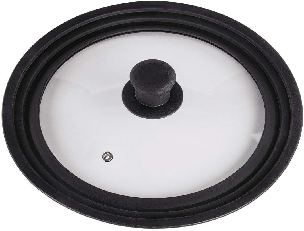 Xavax Universaldeckel (Silikonring für Töpfe und Pfannen mit 24, 26 und 28 cm Durchmessser, Dampfloch, abgestuftes Randdesign, Glas, spülmaschinengeeignet, platzsparend)