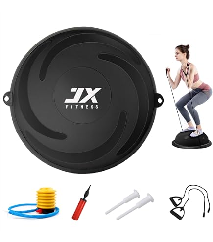 Balance Ball Trainer-Half Ball For Yoga With Resistance Band And Foot Pump, Improve Workout Half
