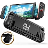 Adbsnxgz for Nintendo Switch 2 Case 2025 [Military-grade Protector] [Compatible Joy-Con Controllers] Shockproof Protective Dockable Integrated Translucent PC+TPU Cover Accessories for Switch 2 Grip