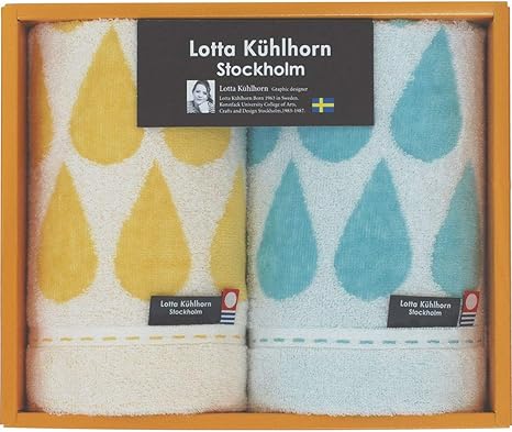 Amazon 日本ユーテンシル Nippon Utensil タオルギフトセット イエロー ブルー ハンドタオル2枚 ロッタキュールホルン 今治タオル ドロッペ タオルセット ホーム キッチン オンライン通販