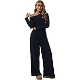 Mrskoala Women Two Piece Outfits Sets Lounge Off Shoulder Wide Leg Pant Tracksuit