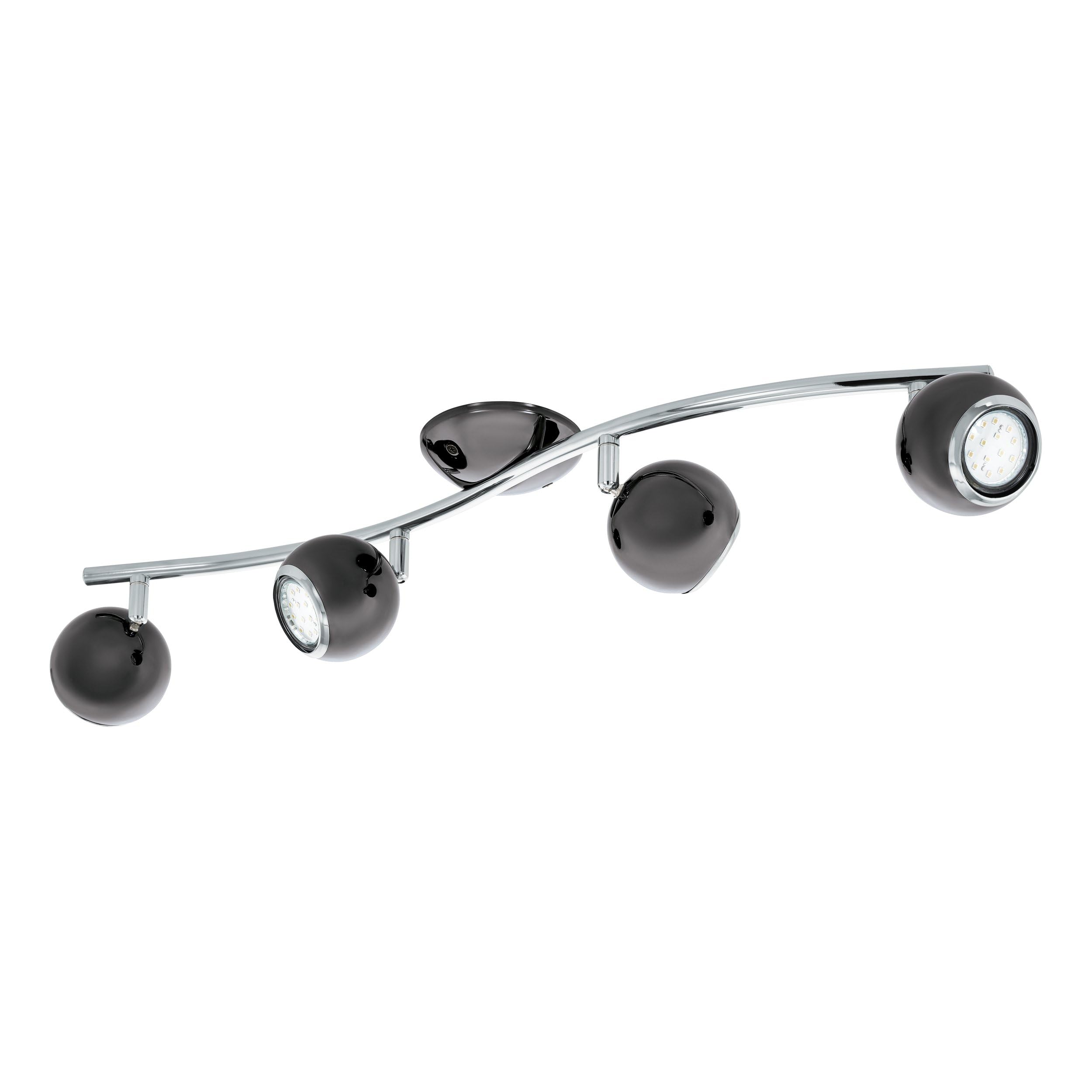 Eglo LED Ceiling lamp Bimeda, 4-Light Ceiling Fixture, Metal Ceiling Spotlight in Nickel-Black and Chrome, Living Room Light, Spots Including GU10 Bulbs, Warm White — image 1