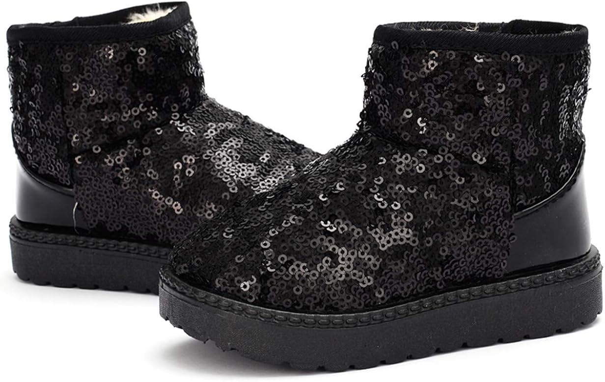  | DADAWEN Boy's Girl's Warm Winter Sequin Waterpoof Outdoor Snow Boots | Snow Boots