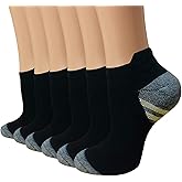Copper Compression Socks Women and Men 6 Pairs - Circulation Arch Support Plantar Fasciitis Running Ankle Socks