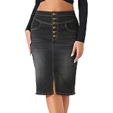 Allegra K Women's Jean Skirts Split Casual High Waist Bodycon Denim Pencil Skirt