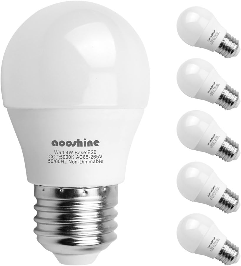 LED Globe Light Bulbs 40 Watts, Aooshine 4 Watt Daylight White 5000K