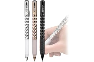 Yharnamite 3 Pcs Crinkle Geometric Fidget Pen, Diamond Shaped Switchable Stress Fidget Pen, Black Gel Ink 0.5 mm, Relieving S