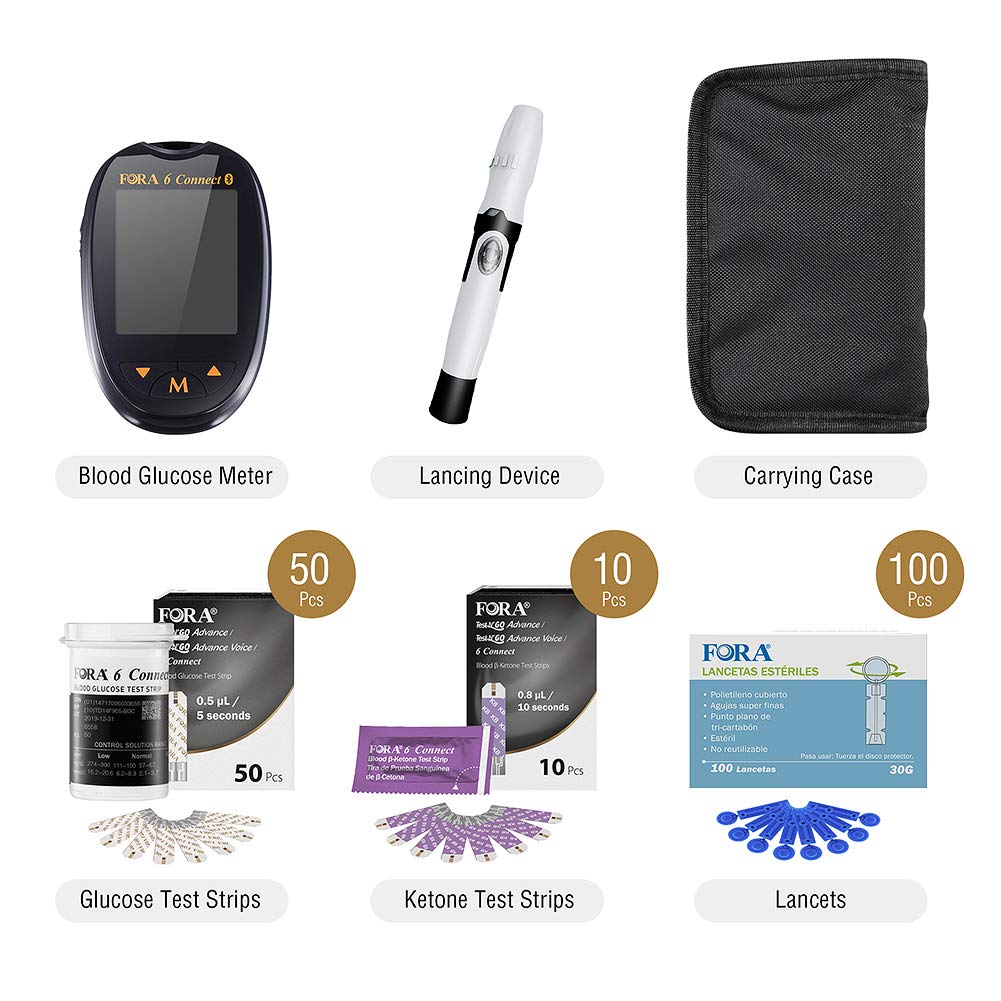 FORA 6 Connect BG50KT10 Bluetooth Blood Ketone and Blood Glucose