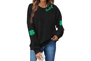 YALUCOR Womens St Patrick's Day Sweatshirt Shenanigans Coordinator Shirt Shamrock Clover Printed Long Sleeve Pullover Tops