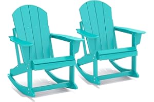 GREENVINES Adirondack-Rocking-Chairs | Set of 2 | HDPE Plastic | Porch Rocker Chair | for Outdoor Patio Deck | Weatherproof | Aqua