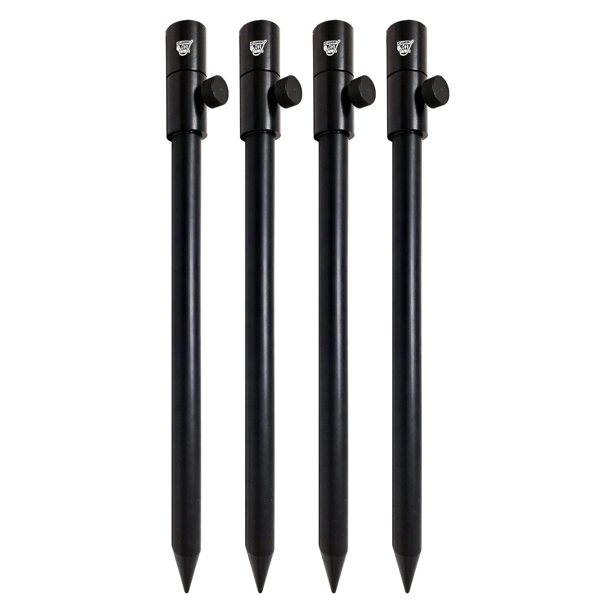 Carp On - 4 Pack - Extendable Bank Stick Extendable Telescopic Arrow Point Anodised Metal (30 to 48cm) With Robust Universal Screw Point Thread - For Carp and Coarse Fishing Accessory Set Ups [25-160]