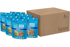 Flackers Organic Sea Salt Flaxseed Crackers, 5 Ounce 6-Pack, Gluten Free, Non GMO, Vegan, Keto Snack, 9g Fiber, 1g Net Carb