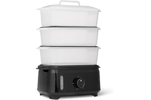 �鶹�� Basics Electric Food Steamer for Cooking Vegetables with 3-Tier Design, BPA-Free, 9.5 QT, Black