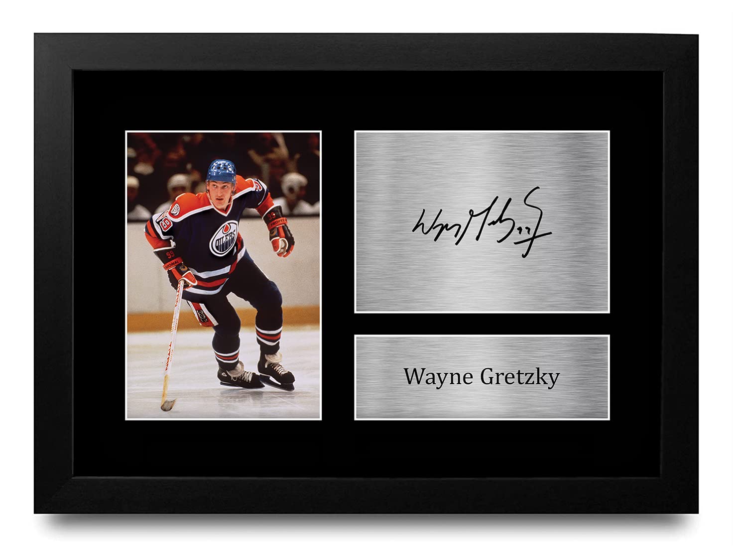 HWC Trading FR A4 Wayne Gretzky Edmonton Oilers Gifts Printed Signed Autograph Picture for Ice Hockey Fans - A4 Framed