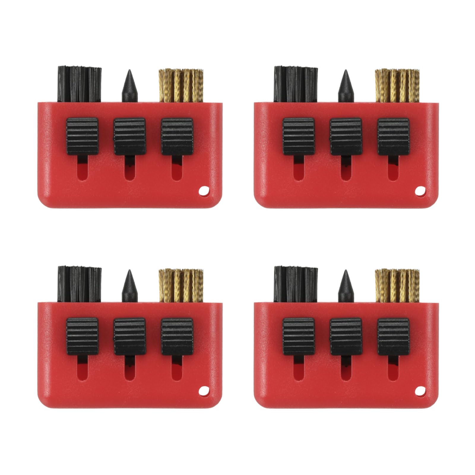 PATIKIL Golf Club Brush, 4 Pack Pocket Golf Club Groove Cleaner 3 In1 Retractable Sharpener Nylon and Wire Bristles, Red