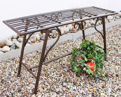 San Marco Gartenbank Wetterfest ohne Rückenlehne aus Metall Braun CUCCIU-S 83 cm Bank Metallbank Sitzbank Garten Rost-Optik – Bild 5