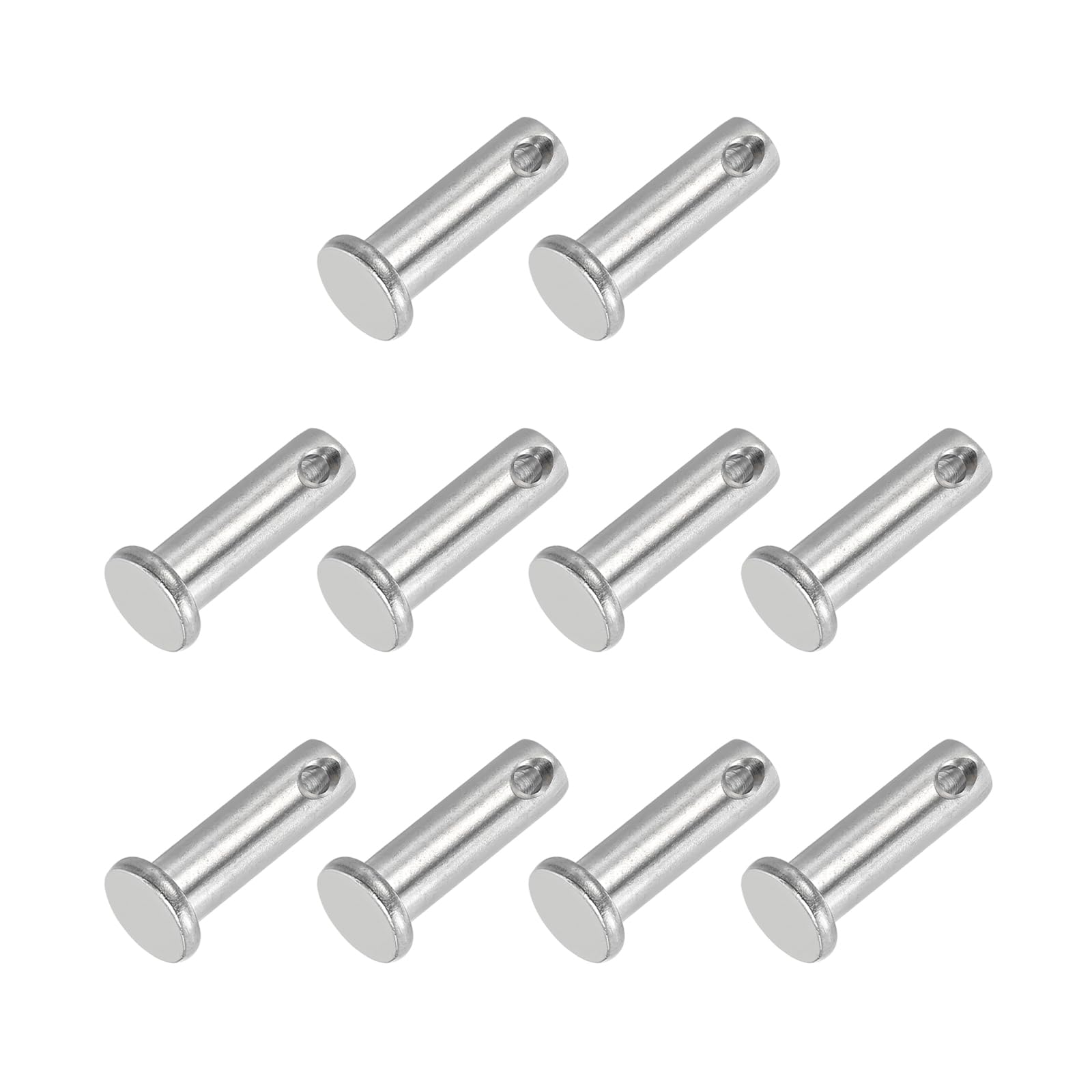 PATIKIL 8 x 25 Mm Single Hole Clevis Pins, 10 Pcs 304 Stainless Steel Flat Head Pin for Hitch Pin Lock Link Hinge Systems, Silver
