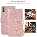 BENTOBEN iPhone Xs (2018) Case, iPhone X/10 Wallet Case, Glitter Bling Classy Leather Folio Flip Credit Card Holder Wristlet Shockproof Protective Phone Case for Apple iPhone X/10/XS, Rose Gold/Pink