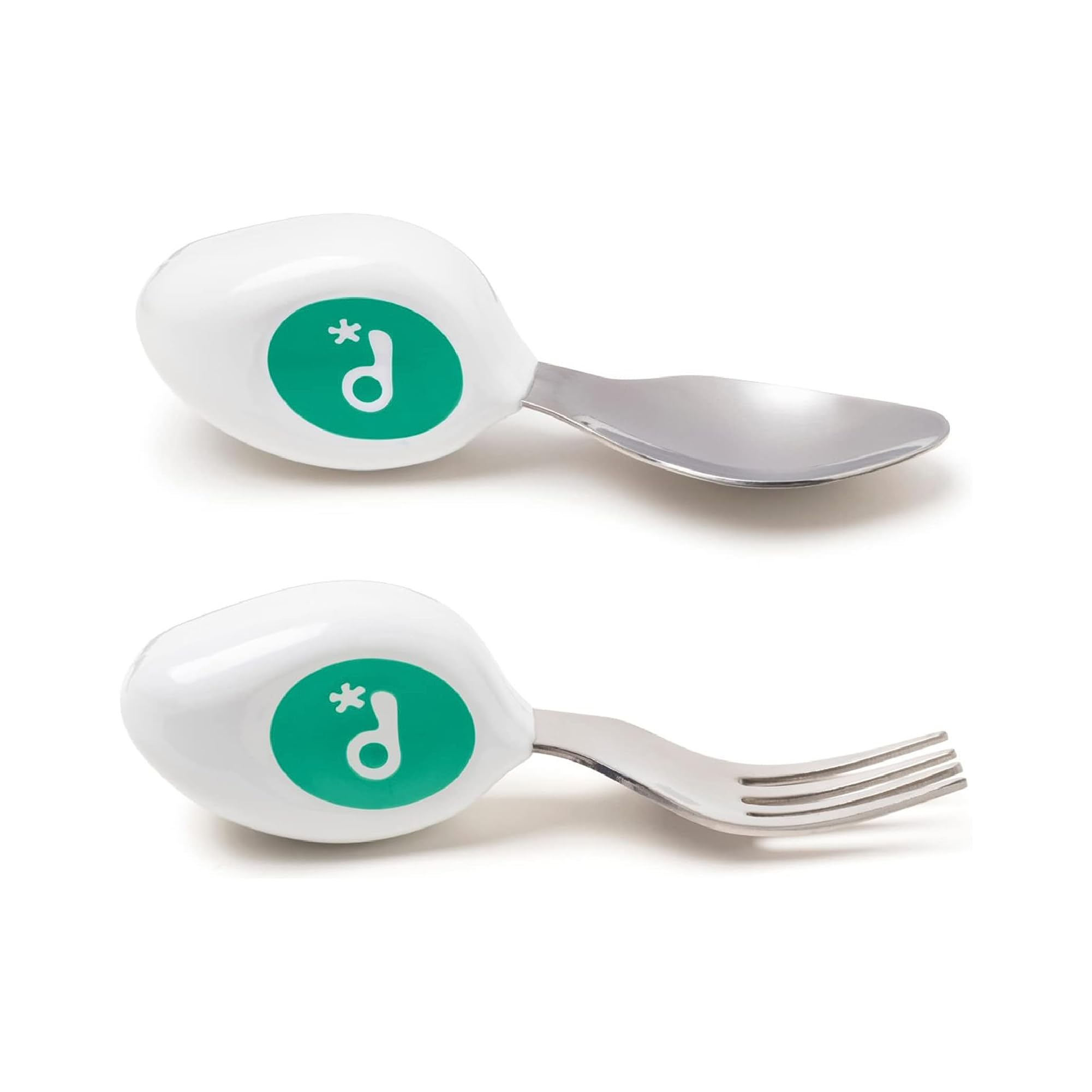 Photo 1 of doddl Toddler Utensils, Ergonomic Fork and Spoon Set for Self Feeding, Stainless Steel Silverware for 1-3 Year Olds, BPA Free, Dishwasher Safe (Aqua)