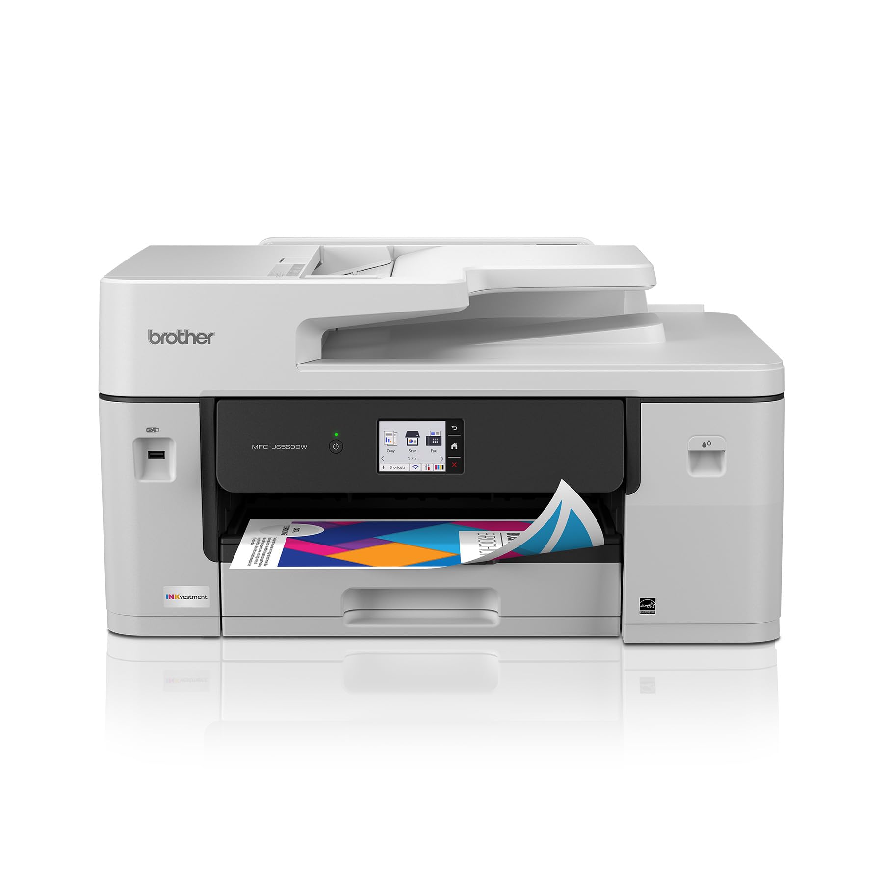 Photo 1 of Brother INKvestment 6560 Wireless Color Inkjet All-in-One Printer with 11”x17” Capabilities and 2.7” Color Touchscreen | Includes Refresh Subscription Trial(1) (MFC-J6560DW)