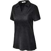 Vldnery Womens Golf Polo Shirts Moisture Wicking Running Workout Tops Print Short Sleeve Tennis Clothes Loose Fit