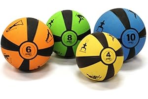 4lb Smart Self-Guided Medicine Ball – Rubber Medicine Ball Helps Develop Core Strength, Balance and Coordination, Features 8 Exercises Printed on Ball for Easy Reference, Yellow, Prism Fitness