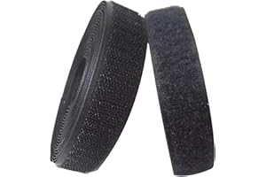 KINMINGZHU 1 inches Width (25mm) 5 Yards Sew on Hook and Loop Strips,Interlocking Tape, Hook & Loop Tape for Clothing Sewing Crafts and DIY Projects Black Colour