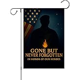 FLAGMEUP8386 Army Veteran "Gone But Never Forgotten" Garden Flag 12x18 Inch Doublesided Memorial Yard Banner Lightweight Patriotic Decor Veterans Day Patriot Day Tribute