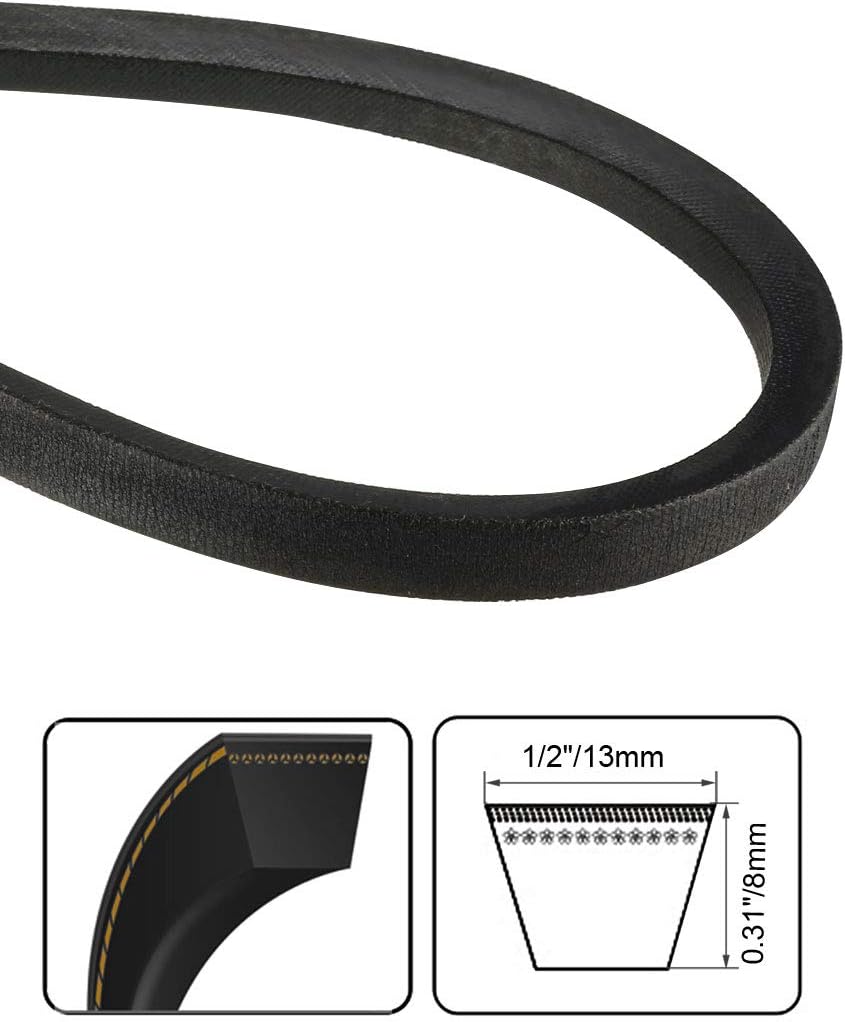 sourcing map A58 Drive V-Belts 58" Inner Length 13mm Width 8mm Thick JIS Standard A-Section Rubber Drive Transmission Belt - Image 4