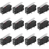 MUZHI SPDT 1NO 1NC Hinge Lever Momentary Push Button Micro Limit Switch AC 5A 125V 250V 3 Pins 12 Pcs