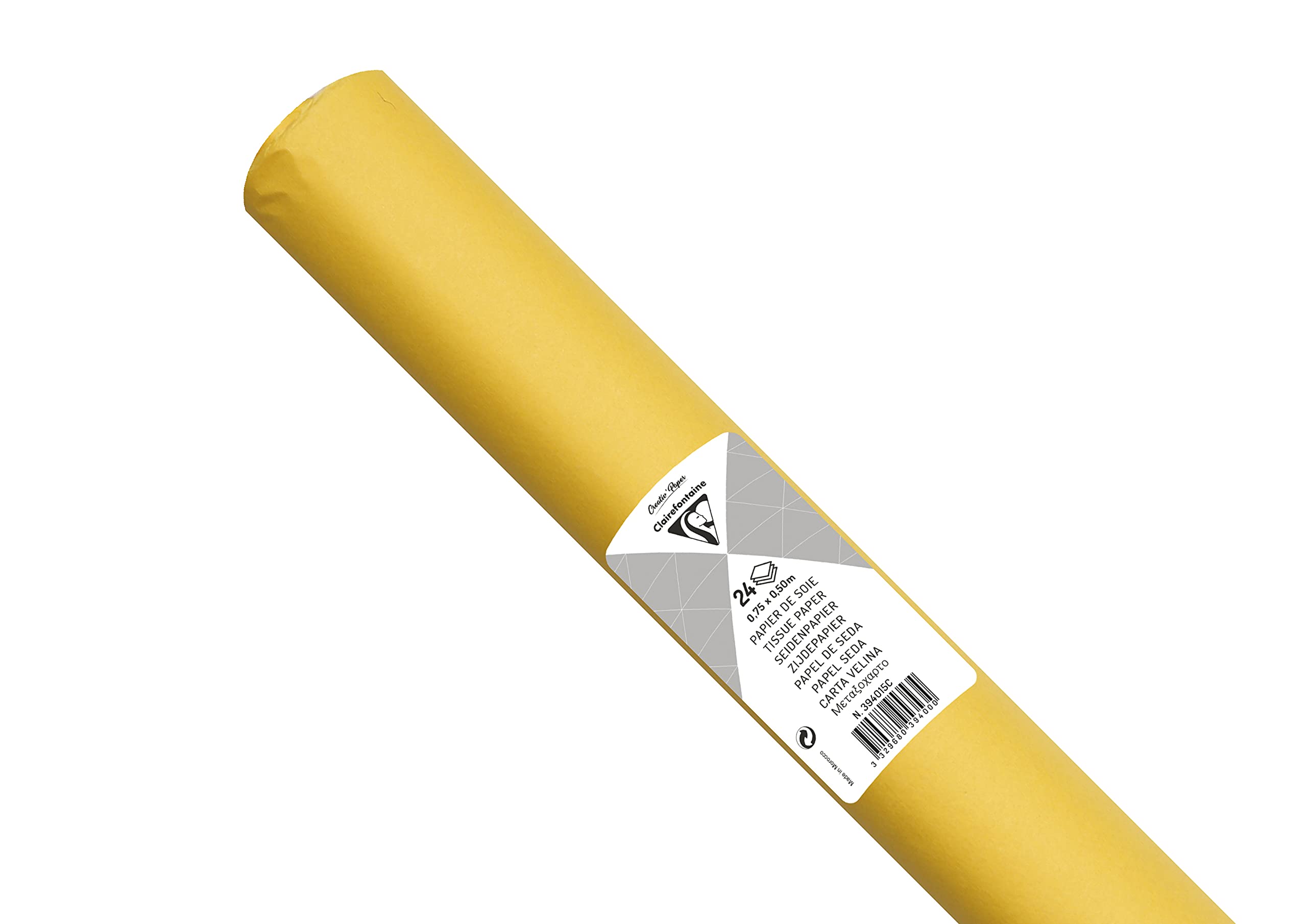 Clairefontaine 394015C Roll of 24 Sheets Silk Paper 18g Format 50x75cm Fine Delicate Resistant Paper Creative Packaging Creative Activity Lemon Yellow Colour