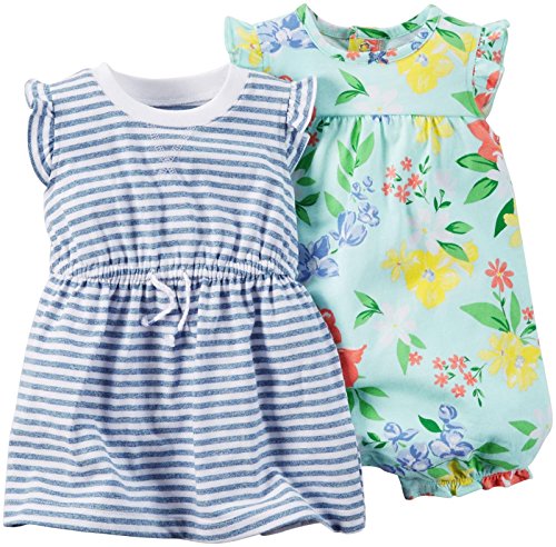 Carter s baby girls  2 pack rompers 121g479, blue flora…
