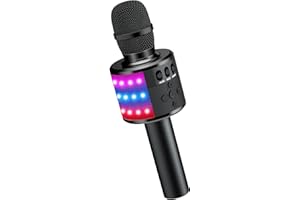 Karaoke Microphone for Kids & Adults - Bluetooth Microphones Singing Mic with Disco Lights, Echo Effect, Built-in Speaker Por