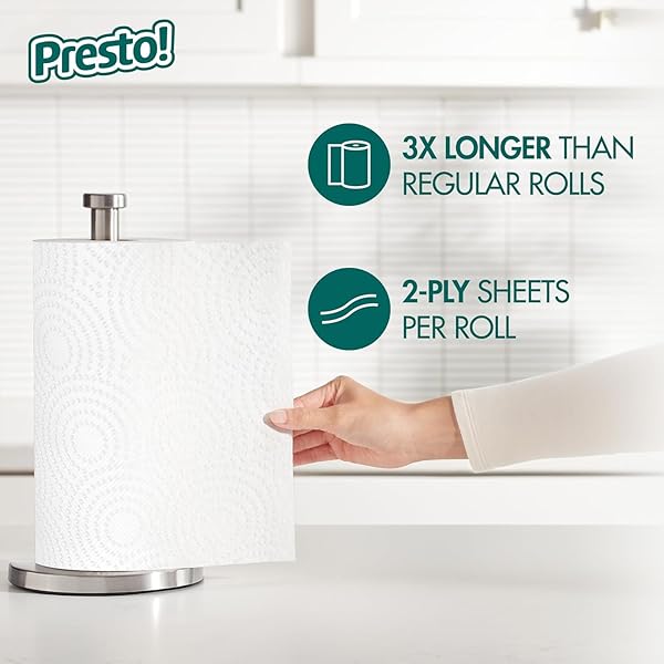 AMAZON BRAND – PRESTO! KITCHEN PAPER TOWELS – FLEX-A-SIZE, 128 SHEET FAMILY ROLL, 2 ROLLS