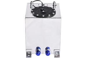 Motorhot 2.5 Gallon Fuel Cell 10L Universal Aluminum Fuel Gas Tank Polished Racing Street Drift Strip Fuel Tank with Level Sender Silver